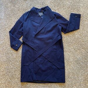 Badgley Mischka Navy Trench Coat - Women’s Large - NWOT